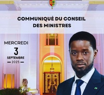LE COMMUNIQUÉ DU CONSEIL DES MINISTRES DU MERCREDI 03 SEPTEMBRE 2025