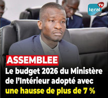Assemblée nationale : Le budget du Ministère de l’Intérieur adopté avec une hausse de 7%