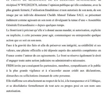 COMMINIQUE FRDS- La présidente Fatou Mahine Ndiaye dénonce une violation frauduleuse