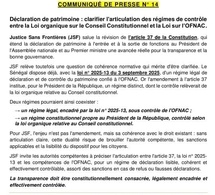 *JSF POUR UNE HARMONISATION DES MODALITÉS DE LA DÉCLARATION DE PATRIMOINE.*